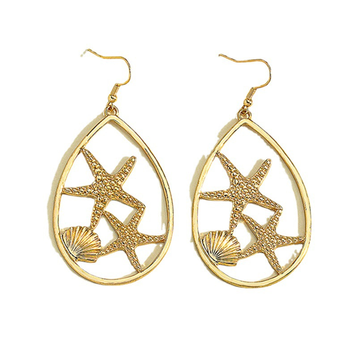 18K Gold-Plated Shell Starfish Drop Earrings