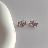 Purple Crystal & 18k Gold-Plated Geometric Stud Earrings