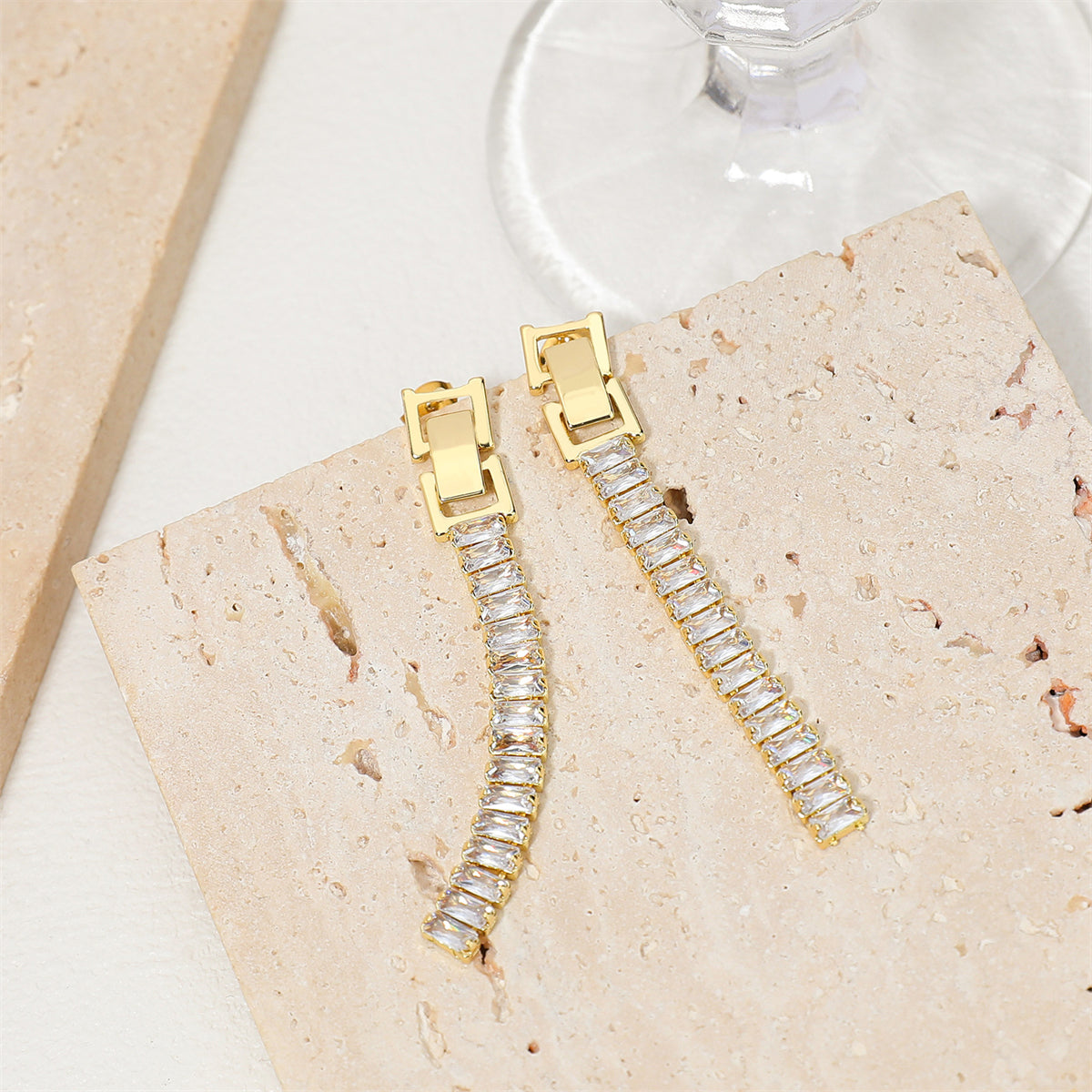 Crystal & 18K Gold-Plated Belt Drop Earrings