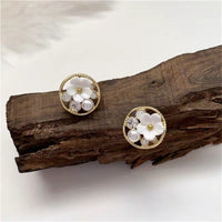 Cubic Zirconia & Pearl Flower Stud Earrings