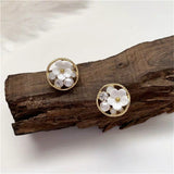 Cubic Zirconia & Pearl Flower Stud Earrings