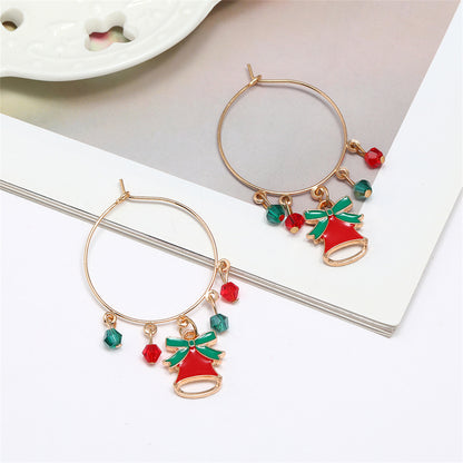 Red Acrylic and Enamel 18K Gold-Plated Bell Hoop Earring, gold drop earrings for women, botanical inspired, side view
