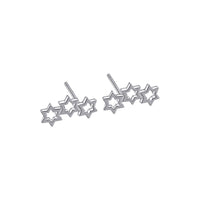 Silver-Plated Triple Hollow-Star Stud Earrings