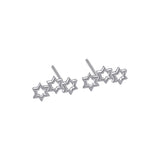 Silver-Plated Triple Hollow-Star Stud Earrings