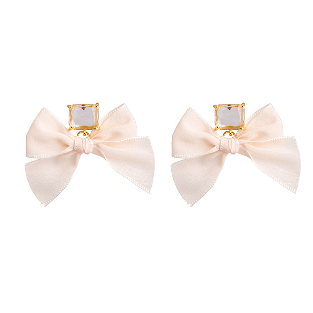 Crystal and Polyster 18K Gold-Plated Bow Drop Earrings, gold drop earrings for women, botanical inspired, styled look