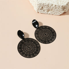 Black Celestial Plate Drop Earrings