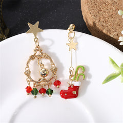 Red Enamel & Acrylic 18K Gold-Plated Boot Mismatch Drop Earrings