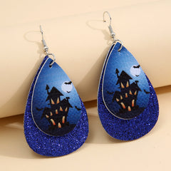 Blue Haunted House Drop Earrings