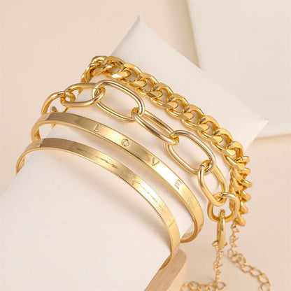18K Gold-Plated 'Love' Cuff Set, jewelry gift sets for women, elegant gift for her, lifestyle look