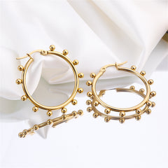 Stunning 18K gold-plated hoop earrings featuring small beads, perfect for adding a touch of elegance to any outfit.
