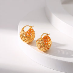 Stunning 18K gold-plated huggie earrings with a chic basket design, ideal for elevating your jewelry collection.