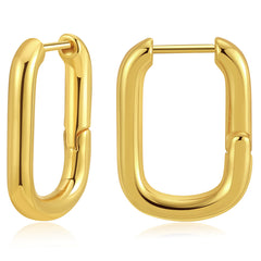 18K Gold-Plated Open Square Huggie Earrings