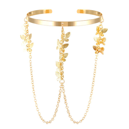 18K Gold-Plated Butterfly Arm Cuff, botanical inspired, side view