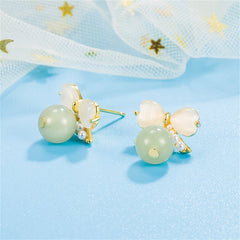 Quartz & Pearl 18K Gold-Plated Heart Bow Drop Earrings