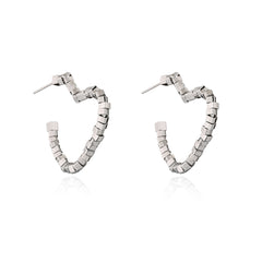 Silver-Plated Heart Hoop Earrings