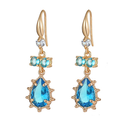 Blue Crystal & Cubic Zirconia Goldtone Teardrop Hook Earrings - Street Region