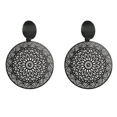 Black Celestial Plate Drop Earrings