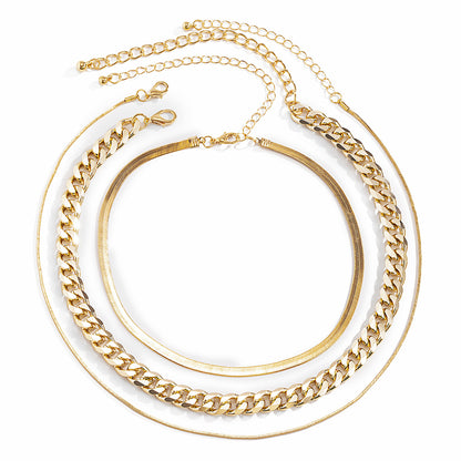 18K Gold-Plated Snake Chain and Choker Set, jewelry gift sets for women, elegant gift for her, detail close-up