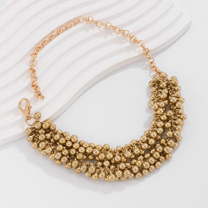 18K Gold-Plated Beaded Chain Necklace, gold pendant necklace for women, vintage-inspired design, styled look