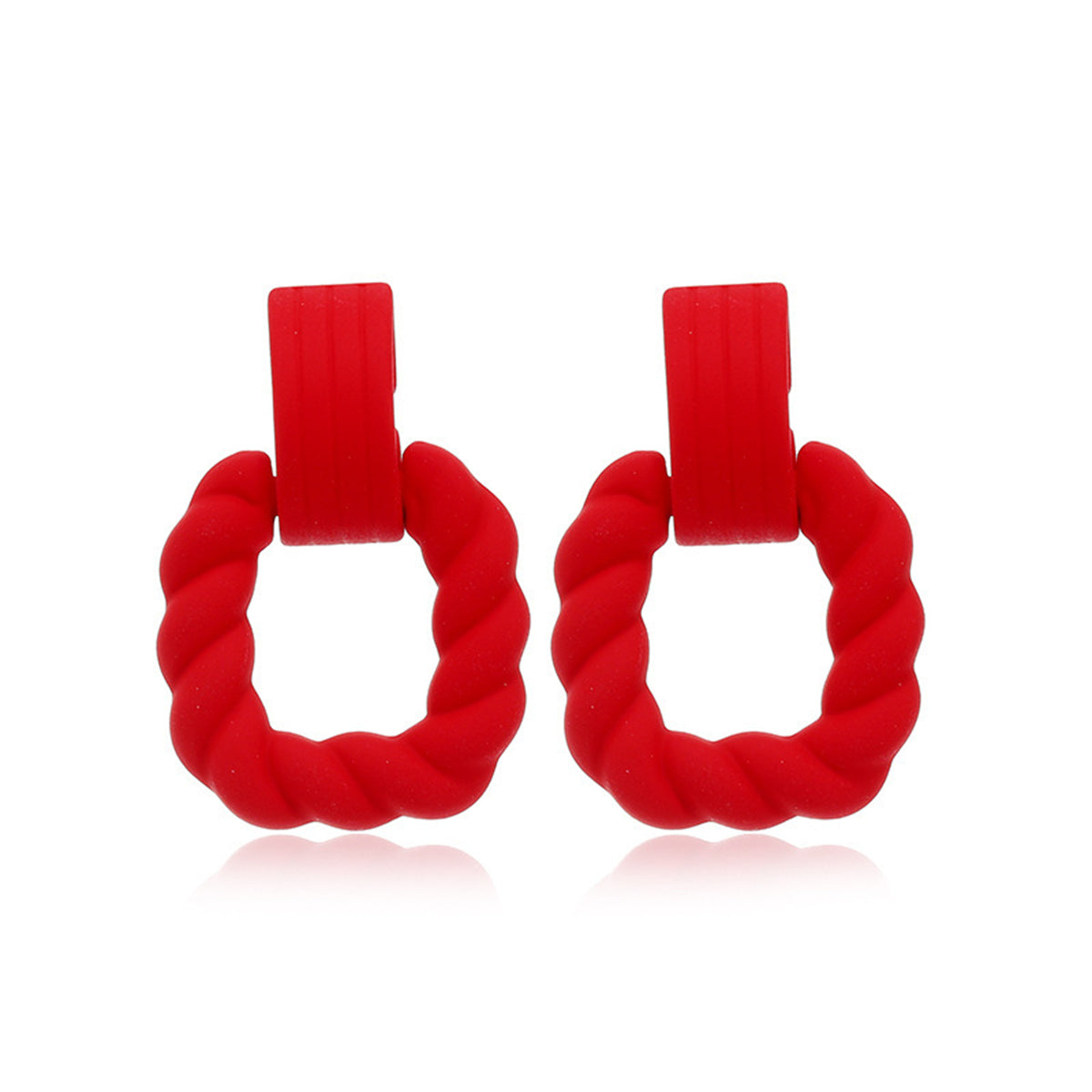 Red Resin and Silver-Plated Twine Square Drop Earrings, silver drop earrings for women, lifestyle look