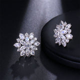 Cubic Zirconia & Crystal Silver-Plated Snowflake Stud Earrings
