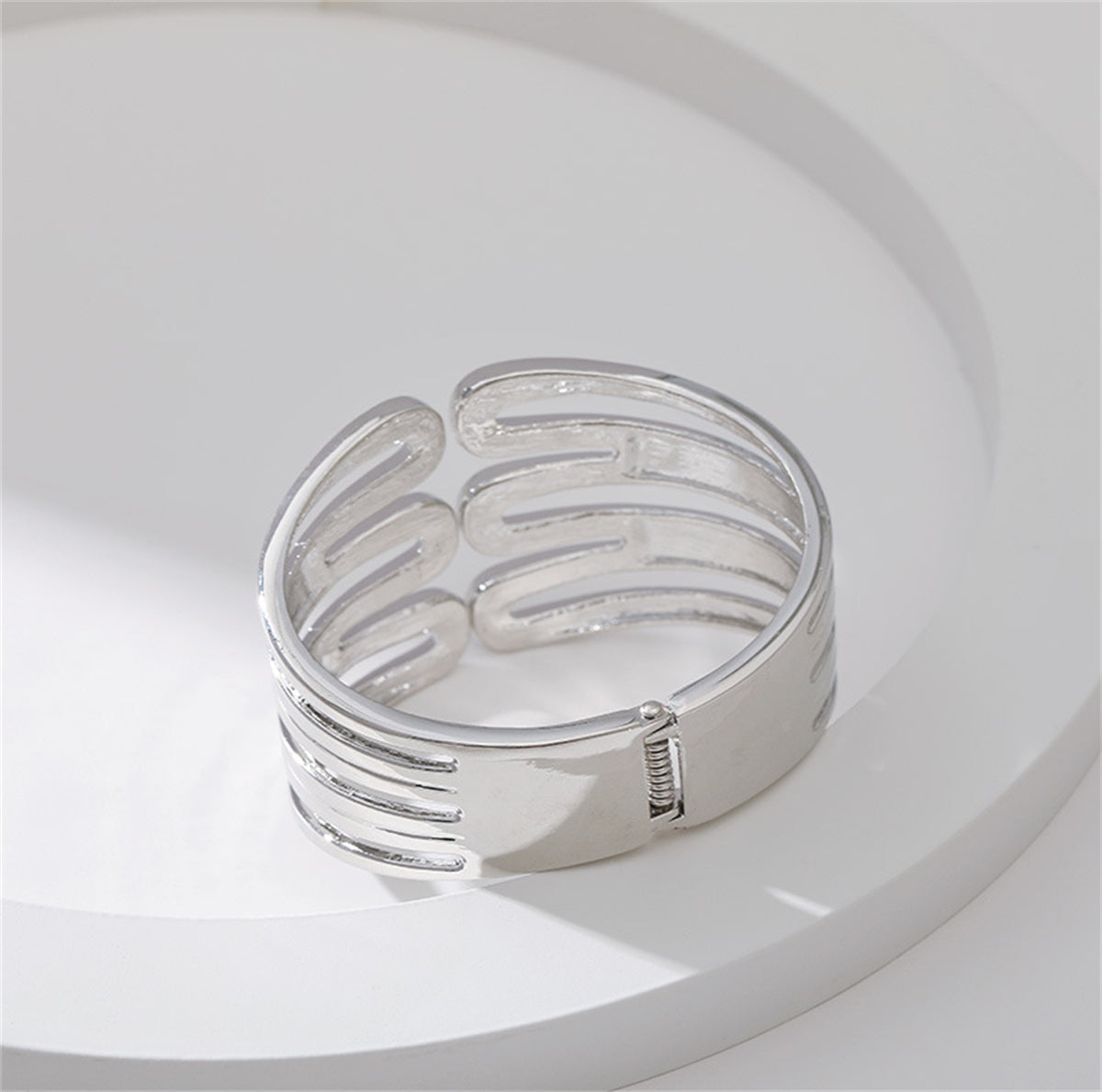 Cubic Zirconia and Silver-Plated Pin Layered Bangle, silver bangle bracelet, everyday style, lifestyle look
