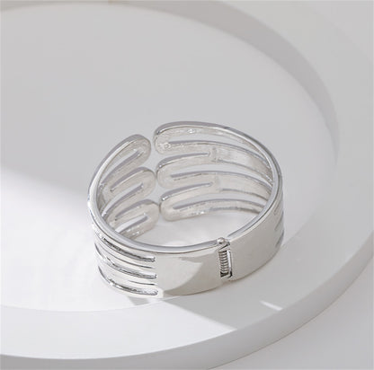 Cubic Zirconia and Silver-Plated Pin Layered Bangle, silver bangle bracelet, everyday style, lifestyle look