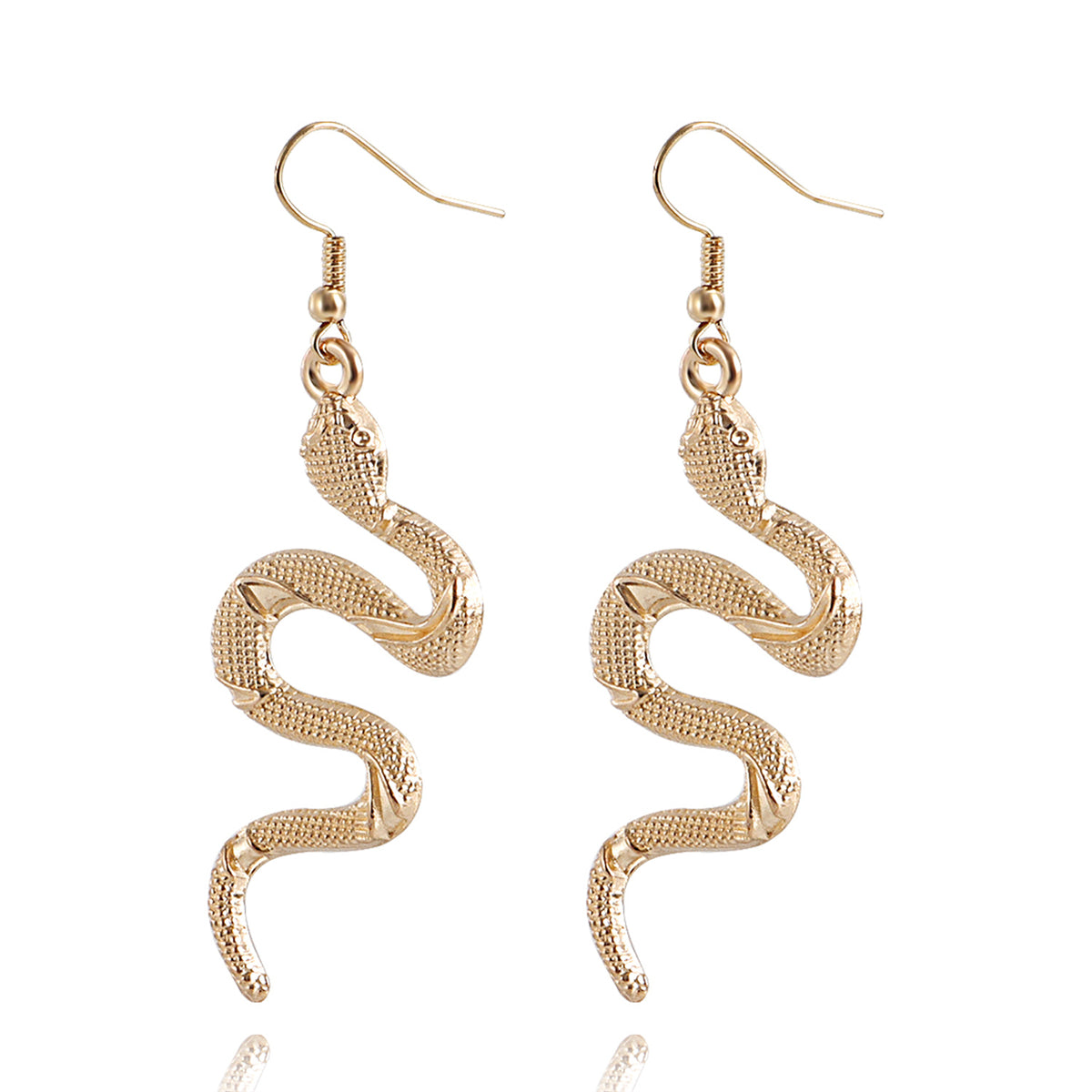 18K Gold-Plated Snake Drop Earrings, gold drop earrings for women, everyday style, side view