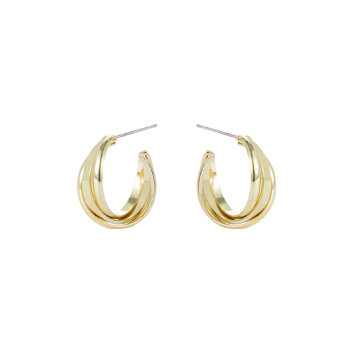 18K Gold-Plated Layered Huggie Earrings, gold huggie earrings, vintage-inspired design, styled look
