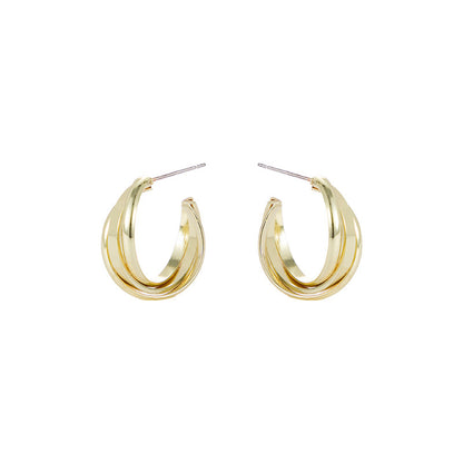 18K Gold-Plated Layered Huggie Earrings, gold huggie earrings, vintage-inspired design, styled look