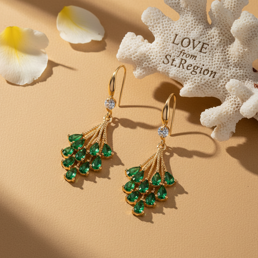 Green Crystal & Cubic Zirconia Goldtone Drop Tassel Hook Earrings - Street Region
