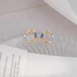 Blue Crystal & Cubic Zirconia 18k Gold-Plated Moon & Star Stud Earrings