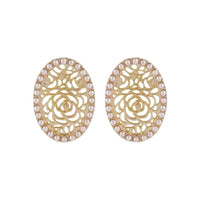 Pearl & 18k Gold-Plated Intricate Circle Stud Earrings