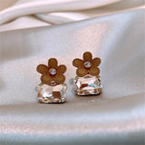 Cubic Zirconia & Crystal Flower Stud Earrings