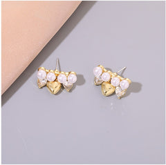 Cubic Zirconia & Pearl 18K Gold-Plated Heart Drop Earrings