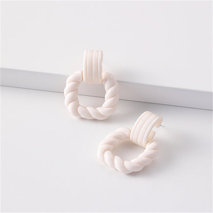White Resin and Silver-Plated Twine Square Drop Earrings, silver drop earrings for women, botanical inspired, lifestyle look