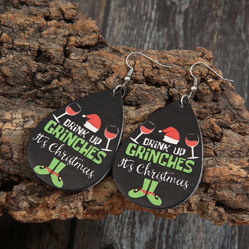 Black and Silver-Plated 'It's Christmas' Drop Earrings, silver drop earrings for women, elegant gift for her, detail close-up