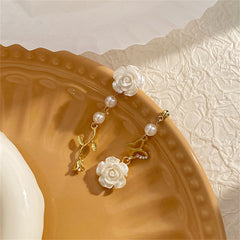 Pearl & Resin 18K Gold-Plated Rose Butterfly Drop Earrings