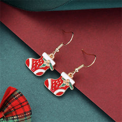 Red & 18K Gold-Plated Holly Stocking Drop Earrings