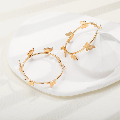 18K Gold-Plated Butterfly Hoop Earrings, everyday style, detail close-up
