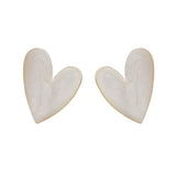 Ivory Enamel & 18k Gold-Plated Heart Stud Earrings