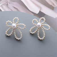 Pearl & 18k Gold-Plated Flower Stud Earrings
