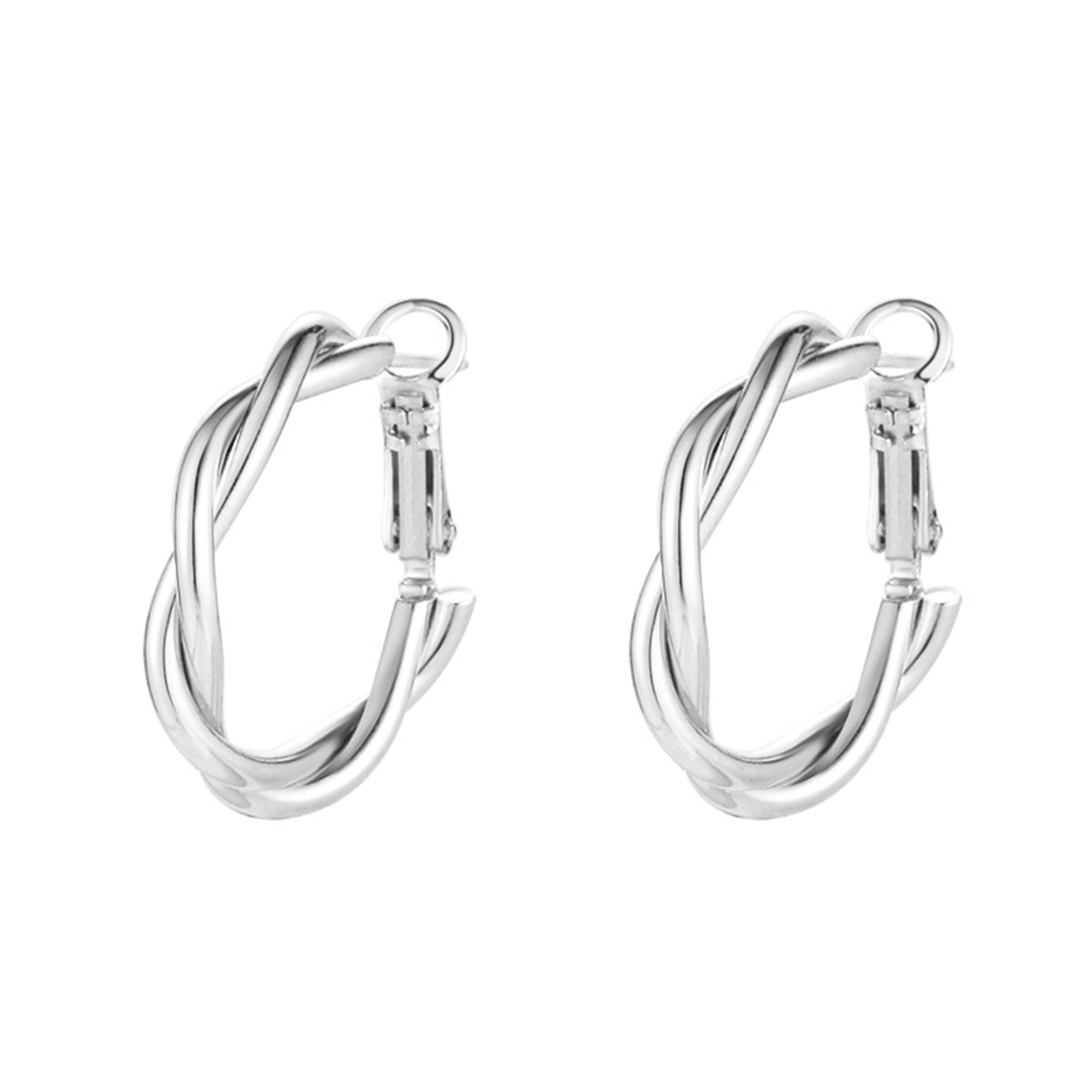 Silver-Plated Twine Hoop Earrings, botanical inspired, front view