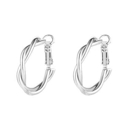 Silver-Plated Twine Hoop Earrings, botanical inspired, front view