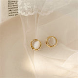 Cats Eye & 18k Gold-Plated Round Stud Earrings
