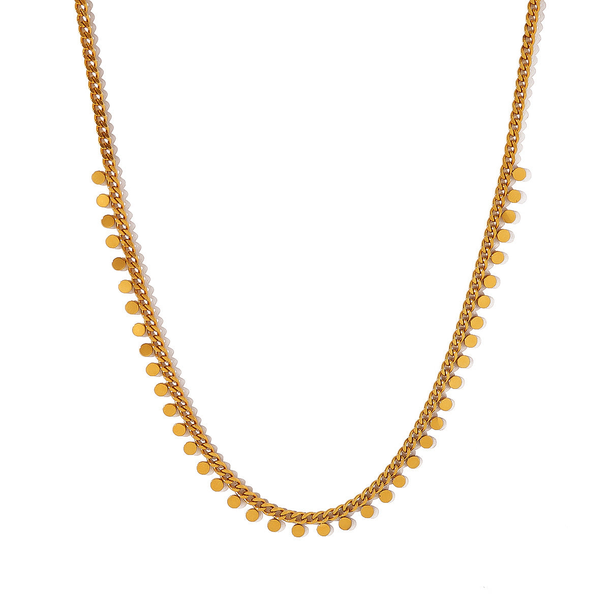 18K Gold-Plated Disc Necklace, gold pendant necklace for women, elegant gift for her, side view
