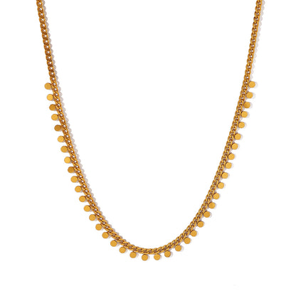 18K Gold-Plated Disc Necklace, gold pendant necklace for women, elegant gift for her, side view