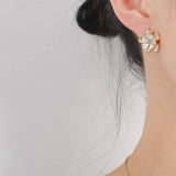 Cubic Zirconia & 18k Gold-Plated Flower Stud Earrings
