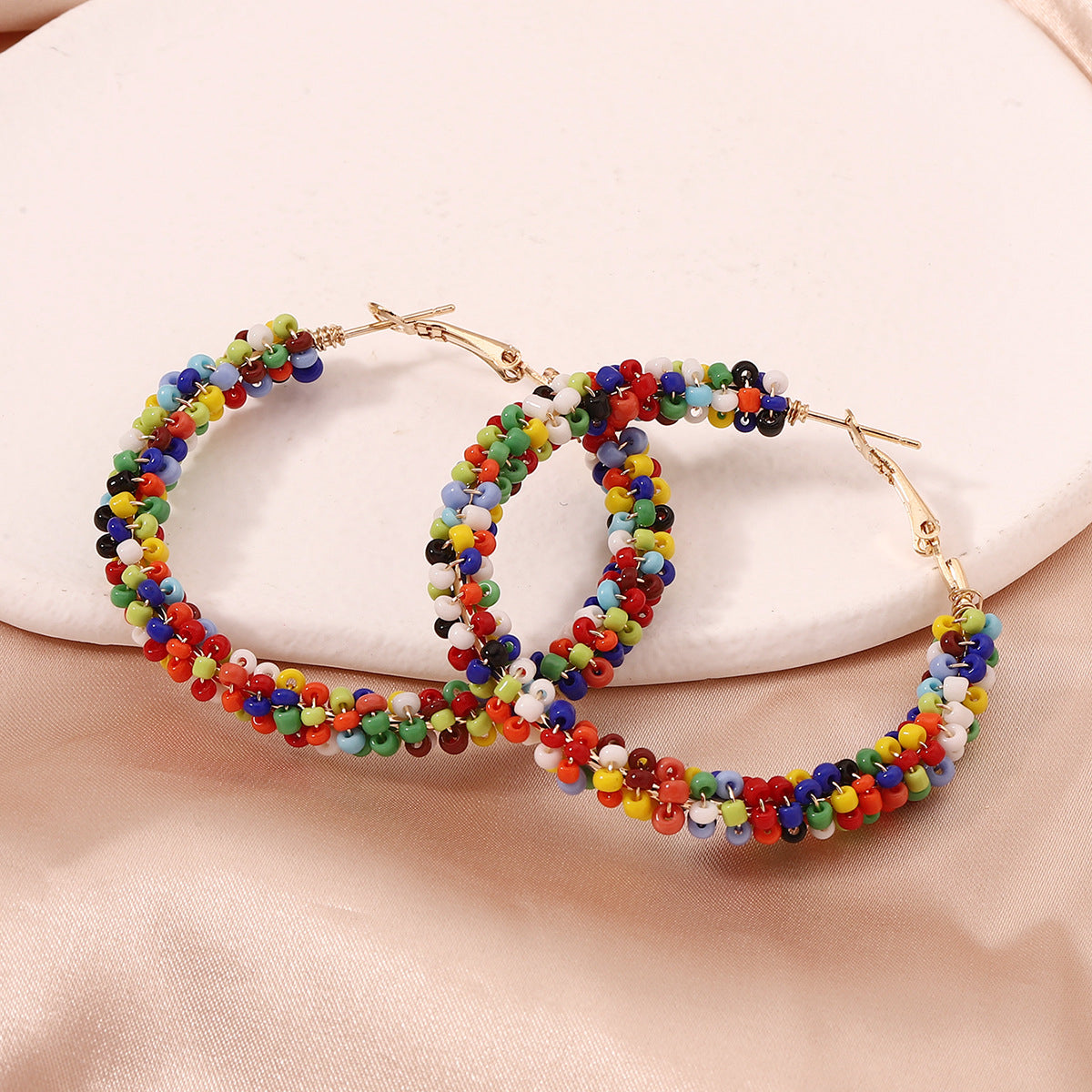 Vibrant Howlite and 18K Gold-Plated Beaded Hoop Earrings, everyday style, lifestyle look