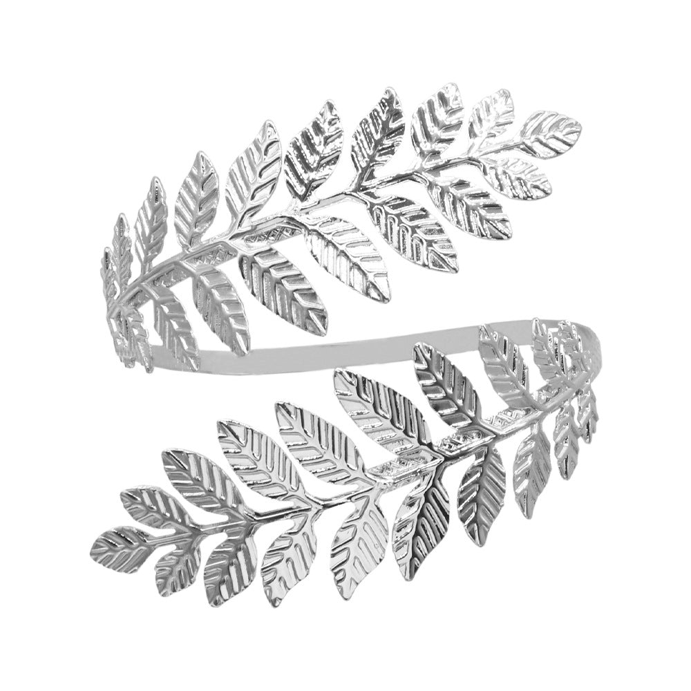Silver-Plated Wreath Arm Cuff, everyday style, side view